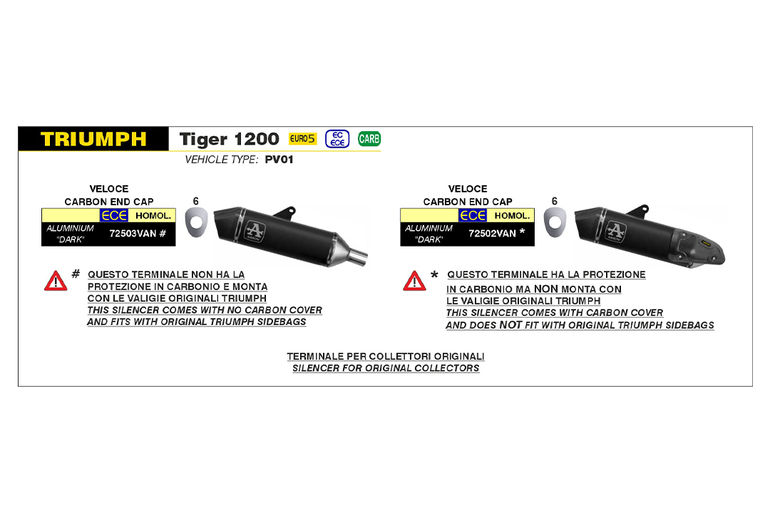 ARROW VELOCE DARK Slip-On for Triumph Tiger 1200 2022-