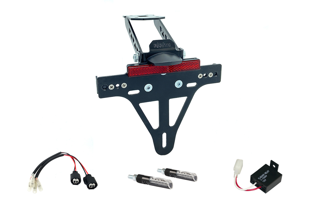 Number Plate Holder-flasher light, turn signal Kit IDEA Kawasaki Z1000SX from model year 2011 onwards or Ninja 1000SX from model year 2020 onwards (Rear)