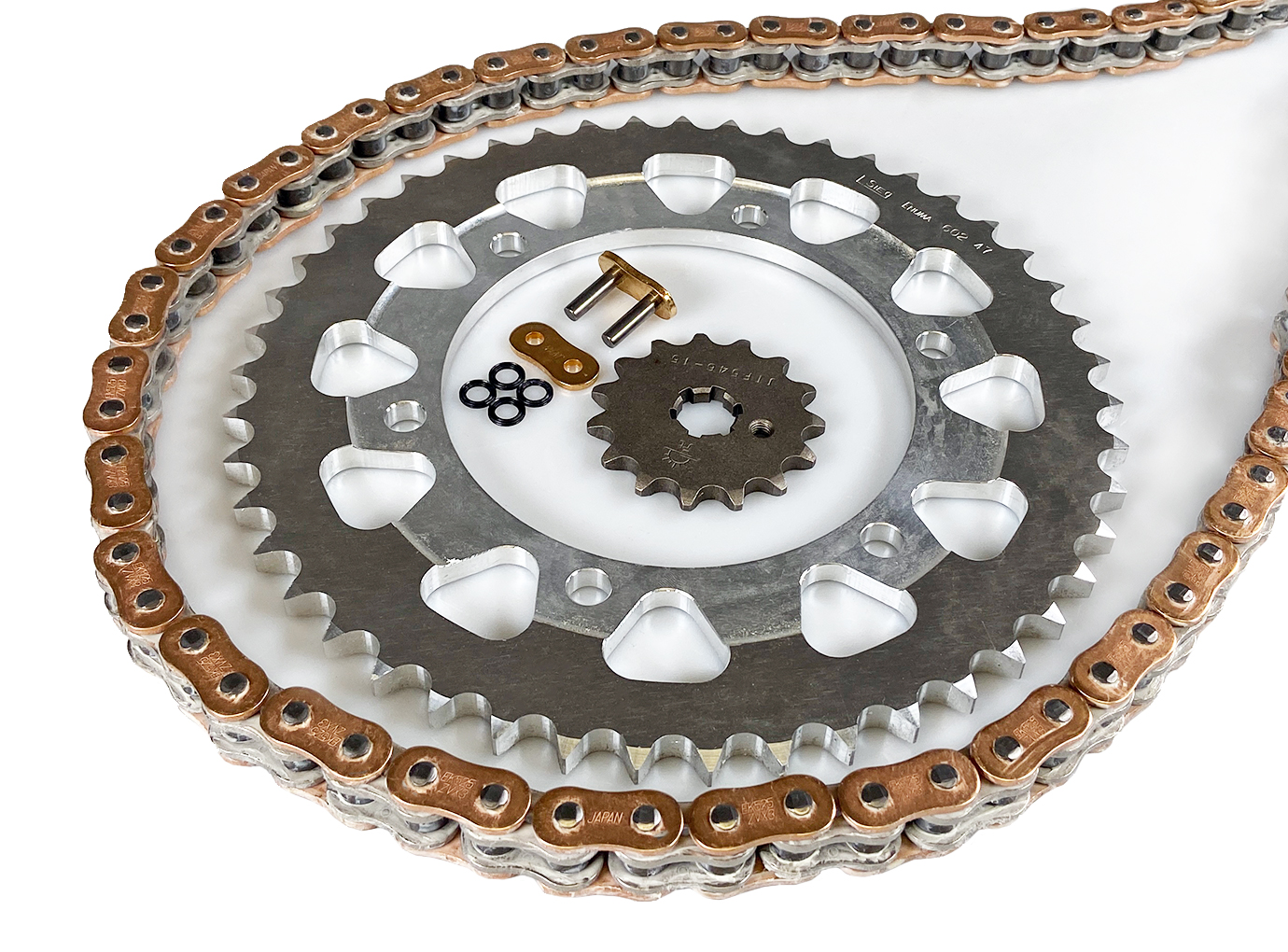 EK Chain chain Kit 520 ZVX-3 for MV Agusta 750 Brutale, Type F4, Model Year 2003-2006, Gold Colour