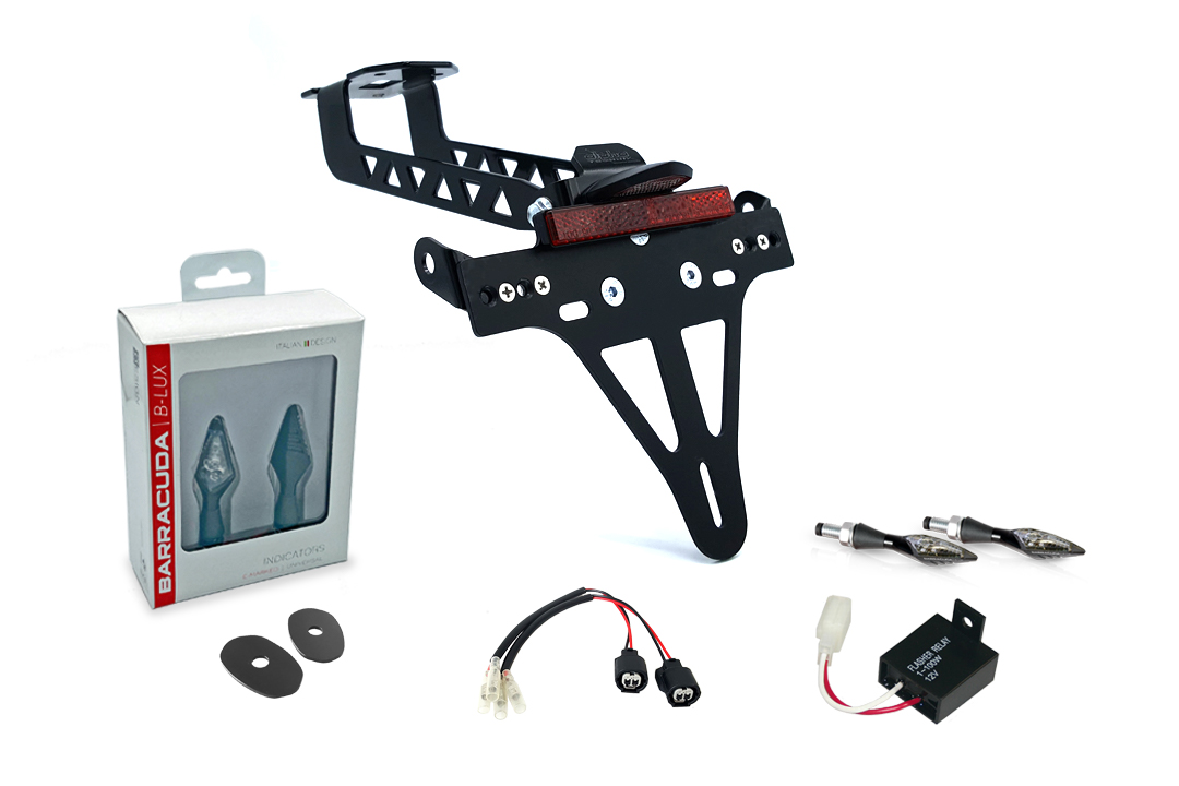 alpha Technik Number Plate Holder-flasher light, turn signal-Kit X-LED (front + rear) for Kawasaki Versys 1000 from model year 2019