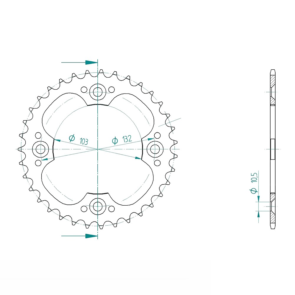 rear sprocket Steel, 35 Teeth, Pitch 520