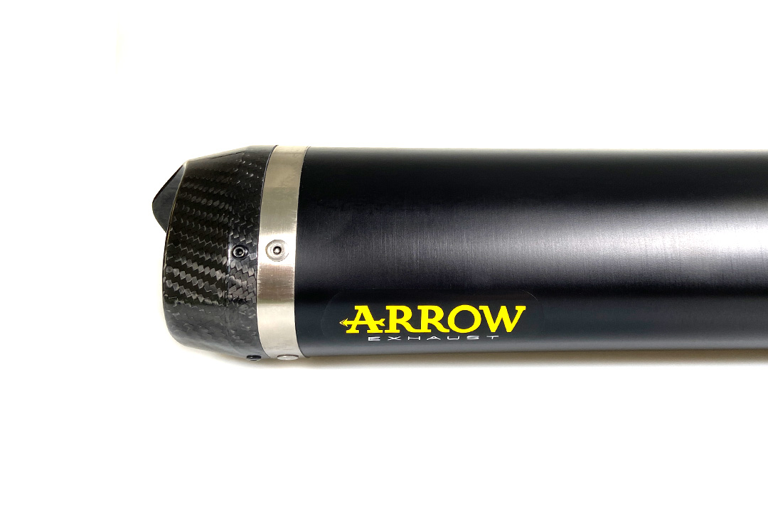 ARROW DARK THUNDER Black Aluminium Exhaust with Carbon End Cap for Yamaha YZF-R125 2019- MT125 2019-