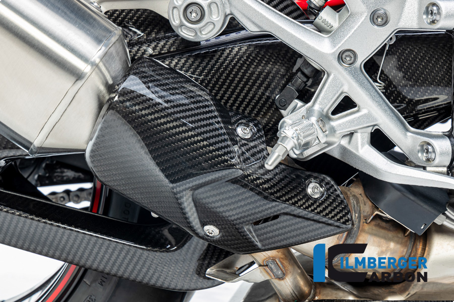 Ilmberger Carbon Exhaust Heat Shield fronte on muffler/silencer, gloss, BMW S1000RR 2019, M1000RR 2021-, S1000R 2020-, M1000R 2023-