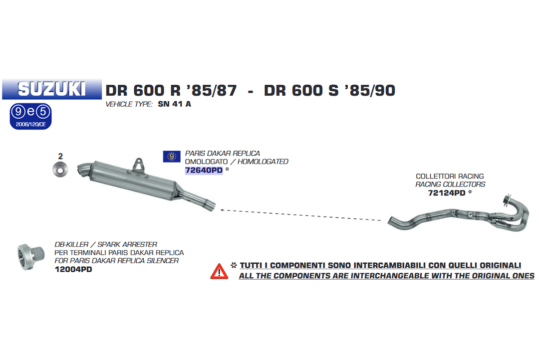 ARROW Racing Manifold for DR600 1985-1990, Stainless Steel