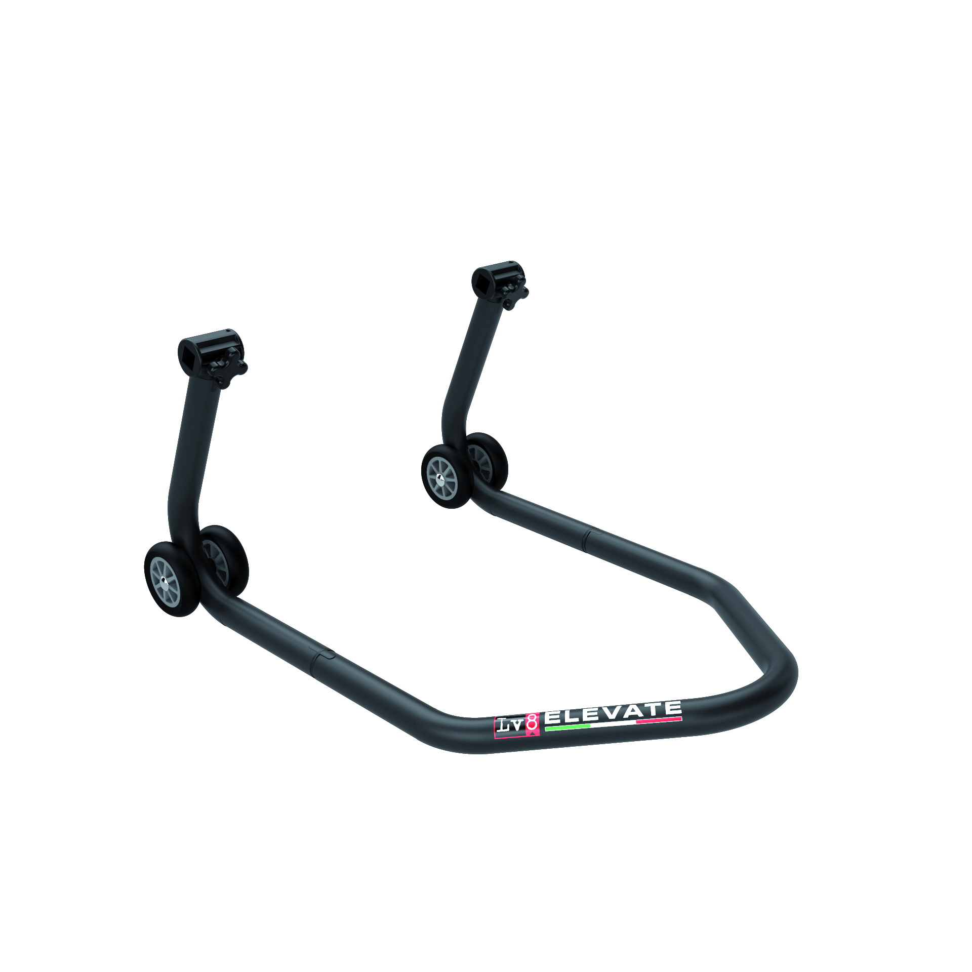 LV8 ELEVATE Universal Paddock Stand for front wheel with Cone Adaptors, Black