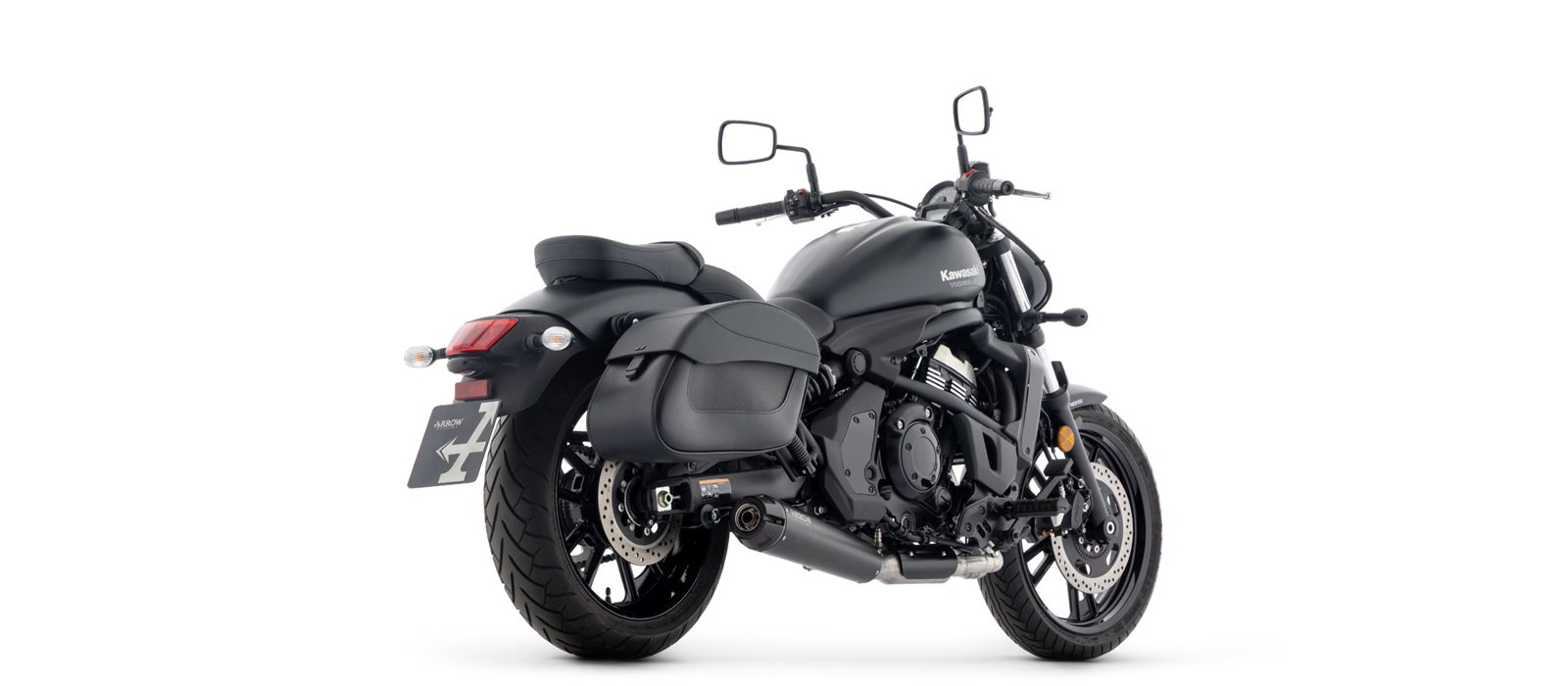 ARROW DARK REBEL Full Exhaust System, black stainless steel & aluminium, for Kawasaki Vulcan S 650 2025-