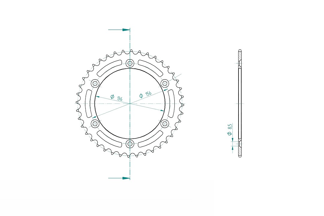rear sprocket Steel, 40 Teeth, Pitch 520