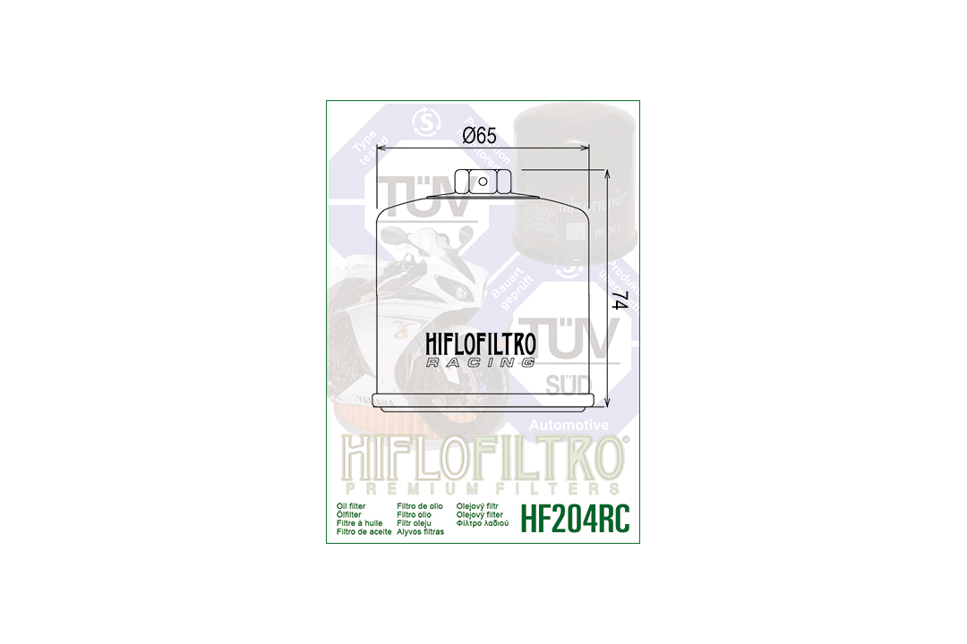 HIFLO oil filter HF204RC Racing for Honda / Kawasaki / MV Agusta / Suzuki / Triumph/ Yamaha