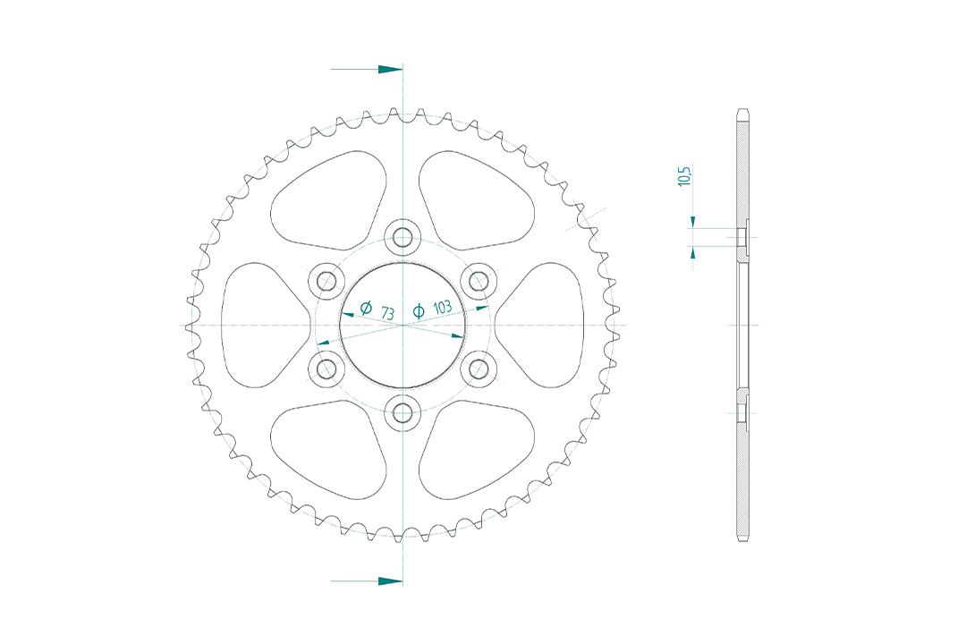 rear sprocket, 49 teeth, 525 pitch