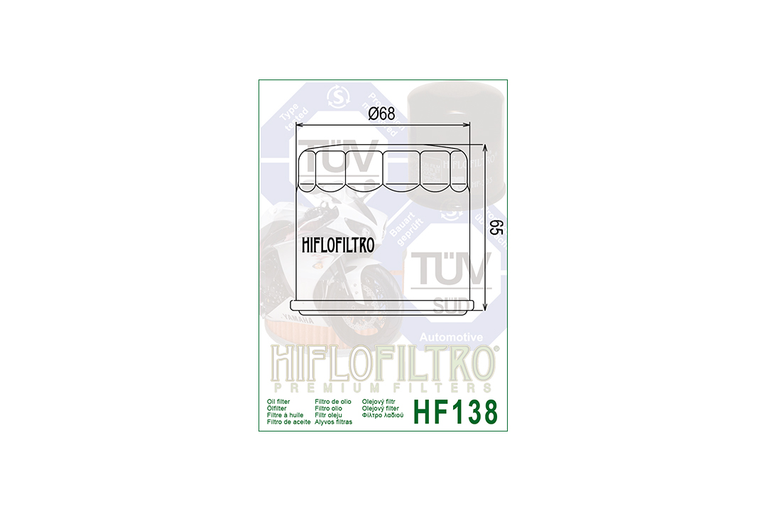 HIFLO oil filter HF138C chrome-plated for various Aprilia / Kawasaki / Suzuki models