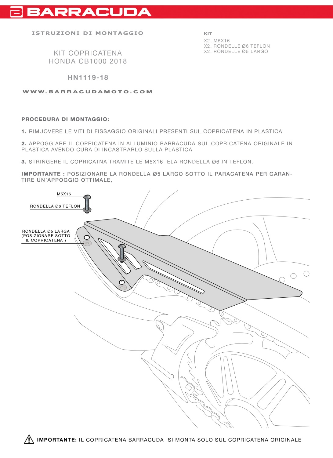 Barracuda motorcycle chainguard Honda CB1000R 2018- silver