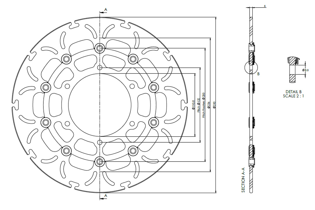 alpha Technik brake disc Omega-Design ABD33, fronte for Suzuki GSX-S 1000 /F /S