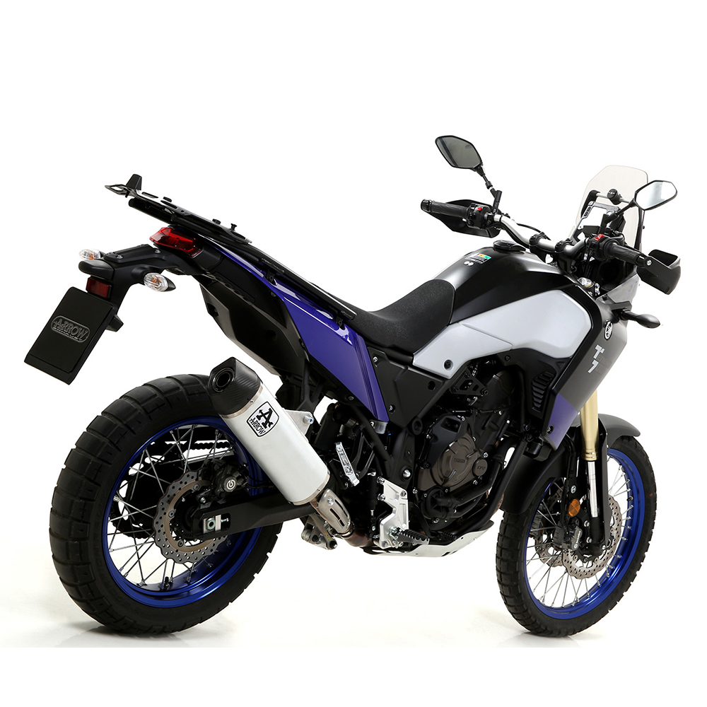 ARROW INDY RACE Silencer with Silver Aluminium Sleeve and Carbon End Cap for Yamaha Tenere 700 from Model Year 2019