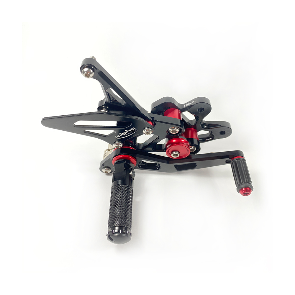 >TRACK< footrest rearset system, black, Suzuki GSX-R600 2006-10 ABE