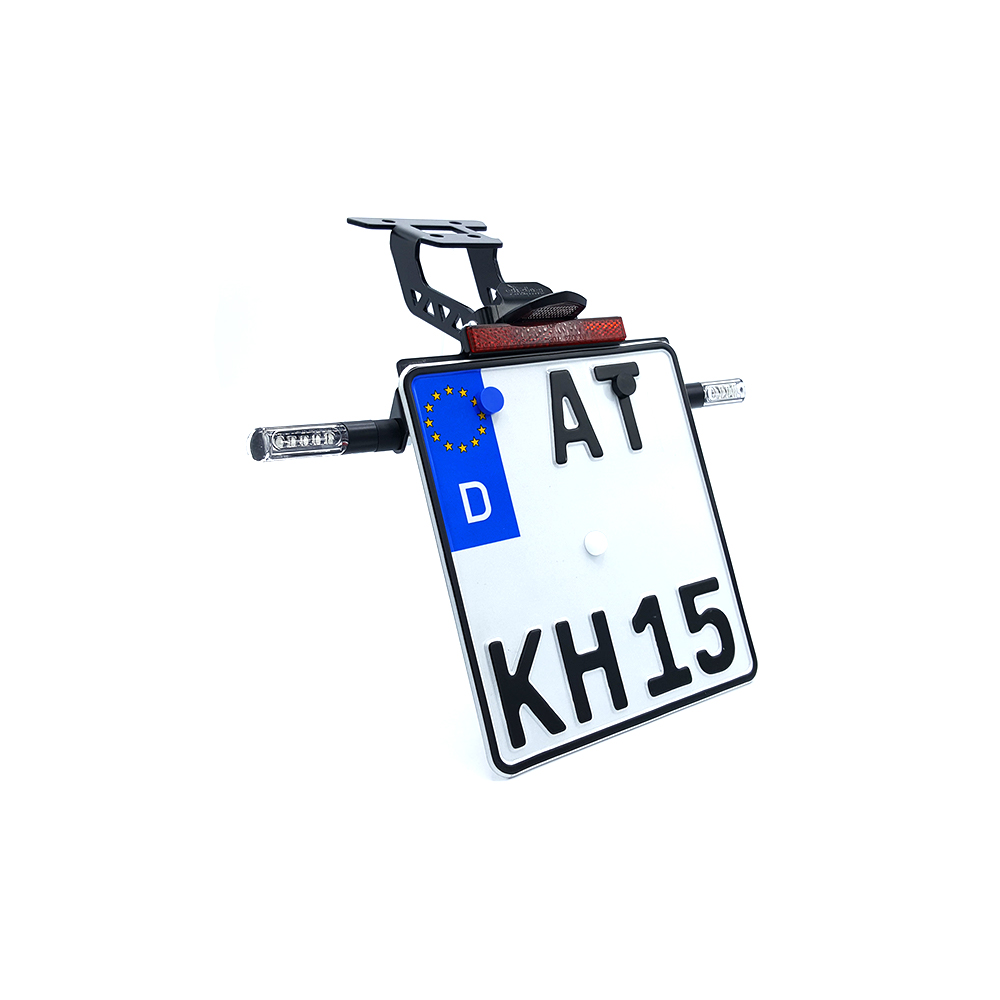alpha Technik Number Plate Holder-flasher light, turn signal-Kit IDEA for Kawasaki Z650 and Ninja 650 Type: ER650K / EX650M from model year 2020- (Rear)