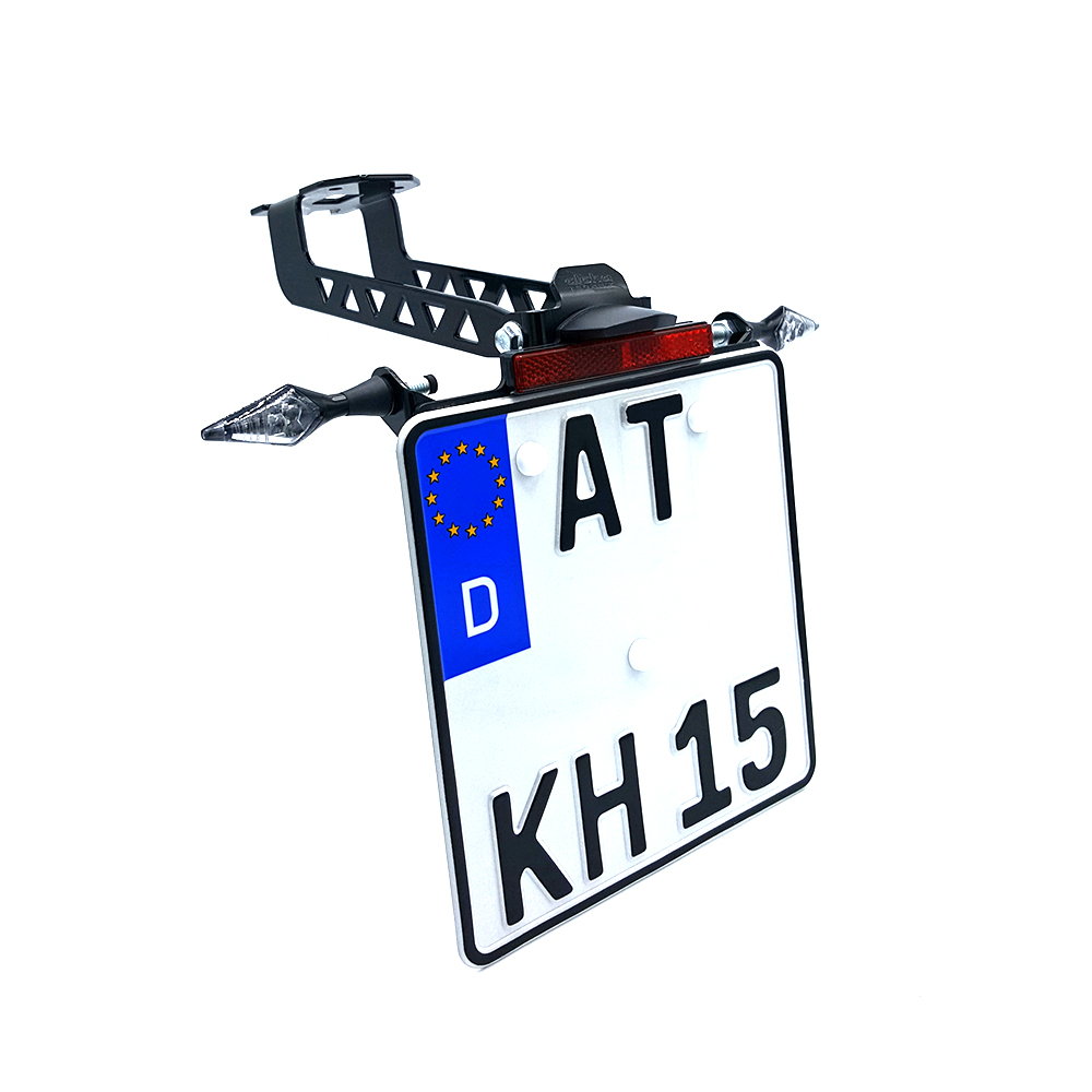 alpha Technik License Plate Holder for Kawasaki Versys 1000, Type LZT00C, from model year 2019 - and Versys 1100, Type LZT10A, model year 2025-