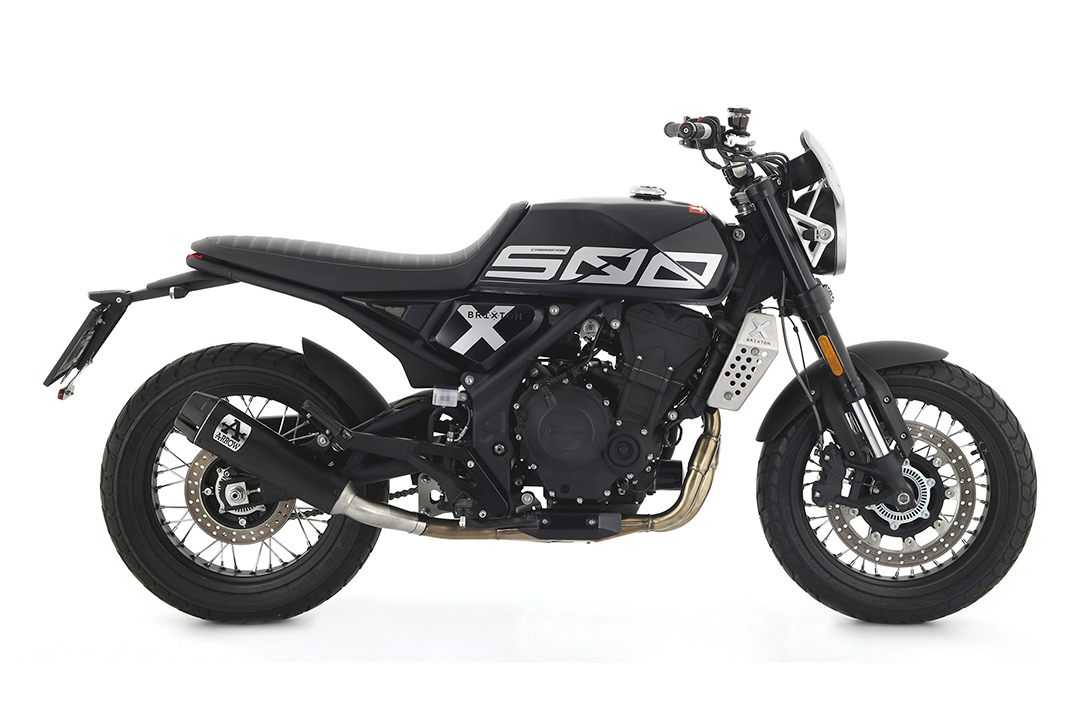 ARROW REBEL Slip-On Exhaust, black stainless steel, for Brixton CrossFire 500 X Model Year 2021-