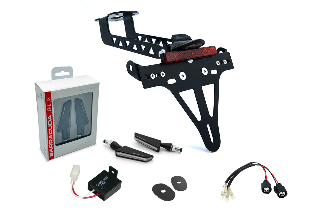 alpha Technik Licence Plate Holder-flasher light, turn signal-Kit SQ-LED (front + rear) for Kawasaki Versys 1000 from model year 2019
