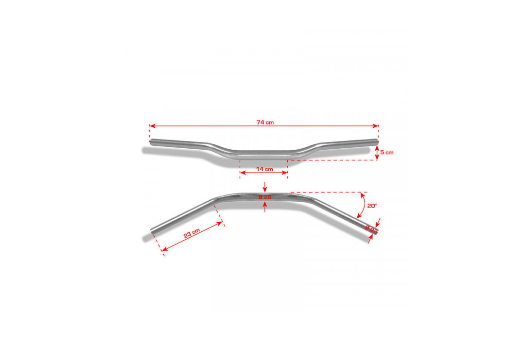 BARRACUDA Superbike handlebar Aluminium 28/22mm Tapered Silver
