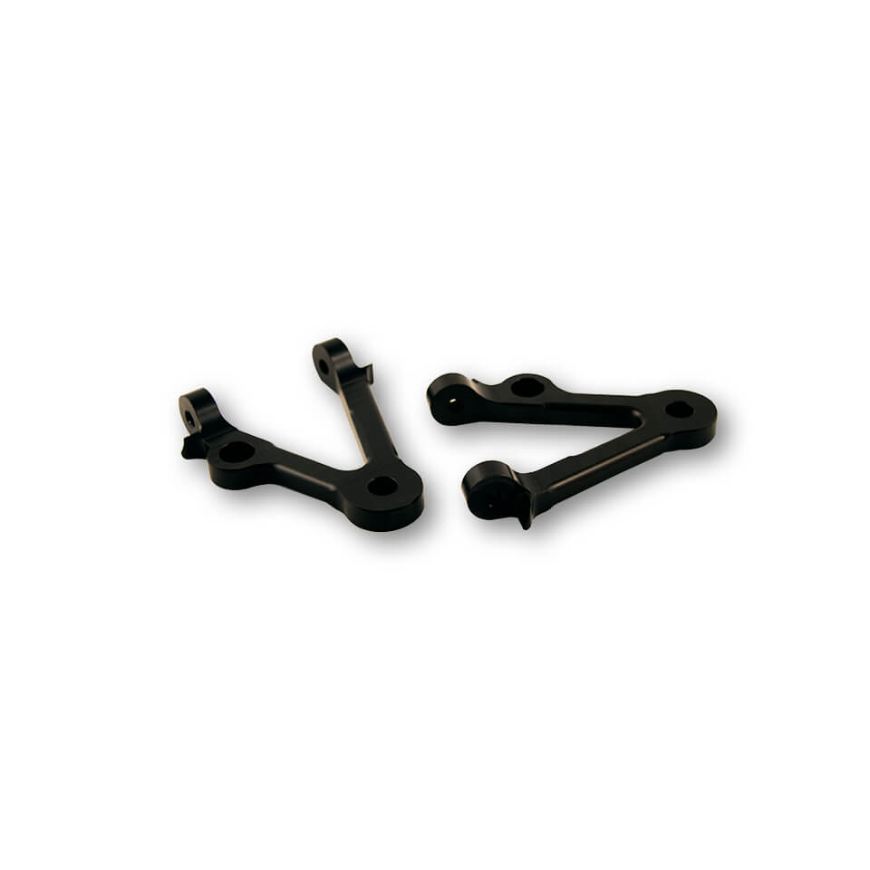 LSL extra short headlamp bracket set for rotatable head lighth. 40mm, black, with flasher light, turn signal mount