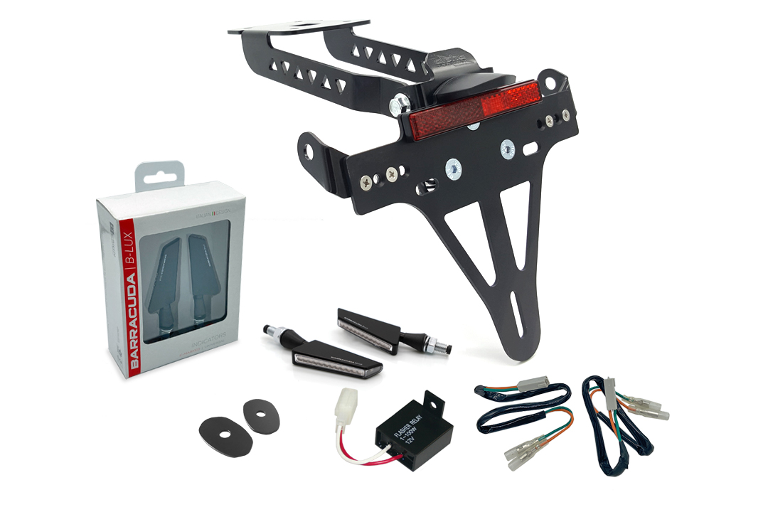 alpha Technik Number Plate Holder-flasher light, turn signal Kit SQ-LED (front + rear) for Kawasaki Z650 and Ninja 650 Type: ER650H / EX650K (model year 2017-2019)