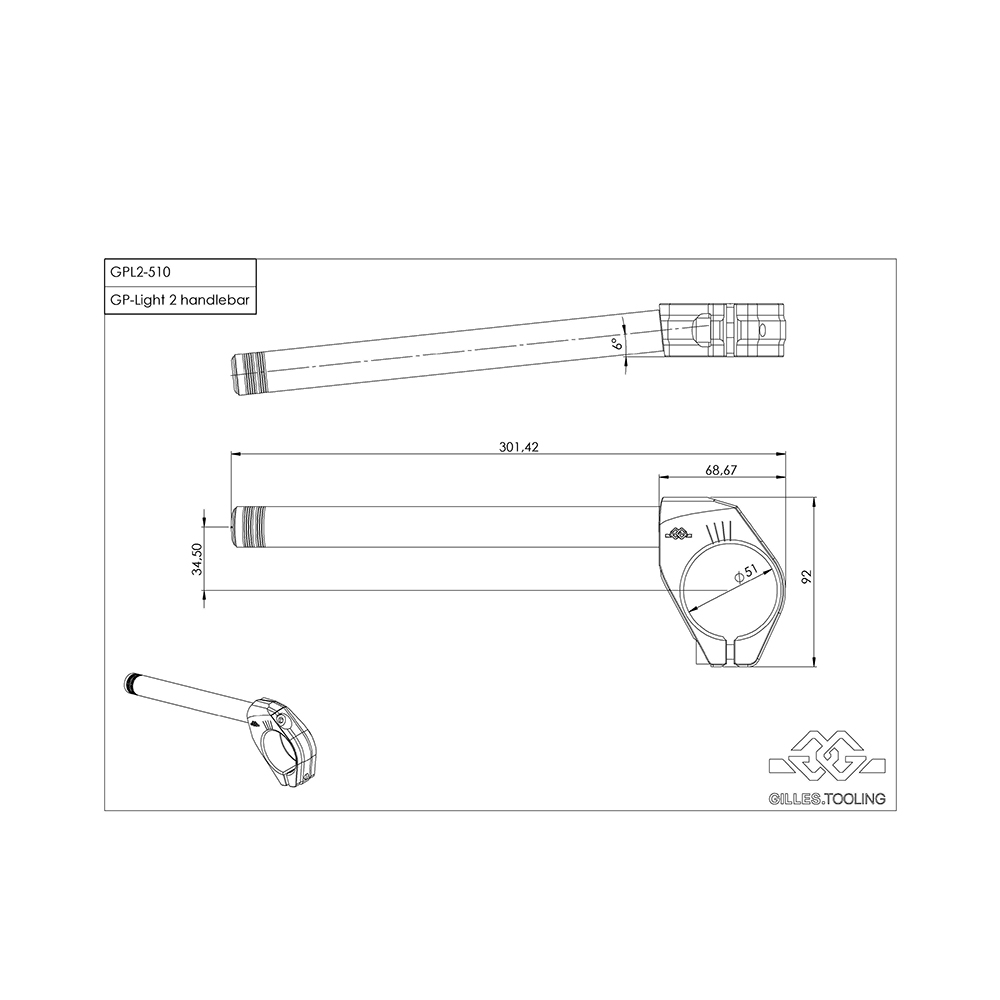 GILLES GP Light 2 handlebar for 51 mm fork Black