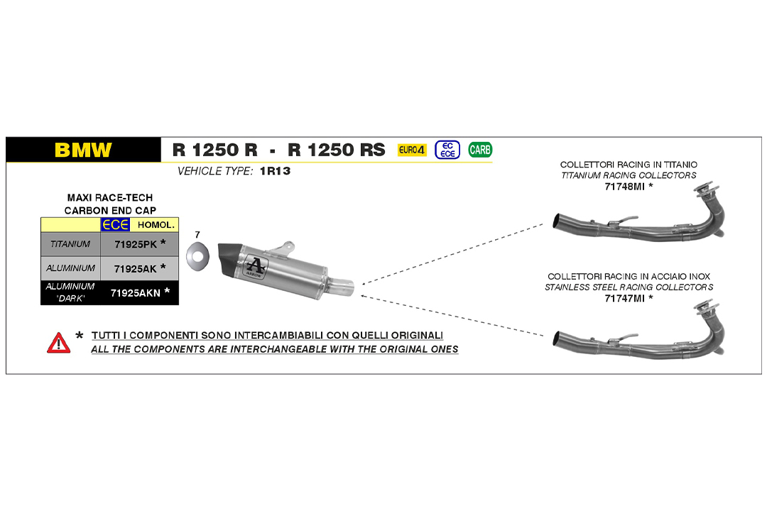 ARROW MAXI RACE TECH Exhaust for BMW R1250R / R1250RS 2019-, Aluminium
