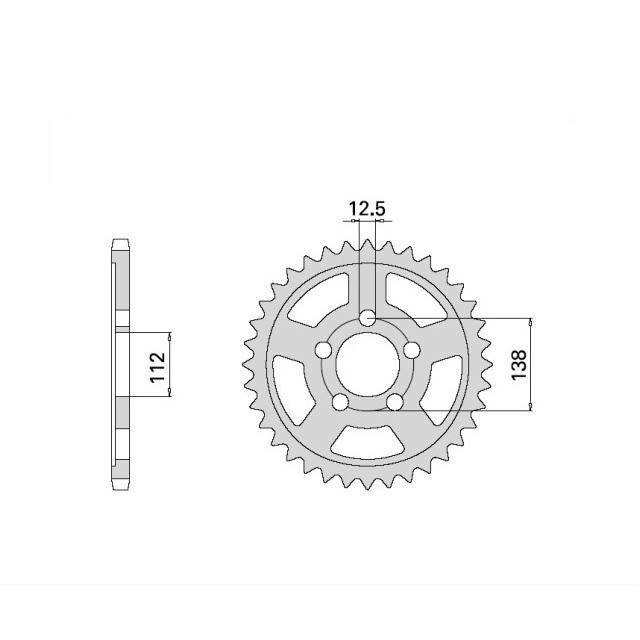 rear sprocket Steel, 44 Teeth, Pitch 525