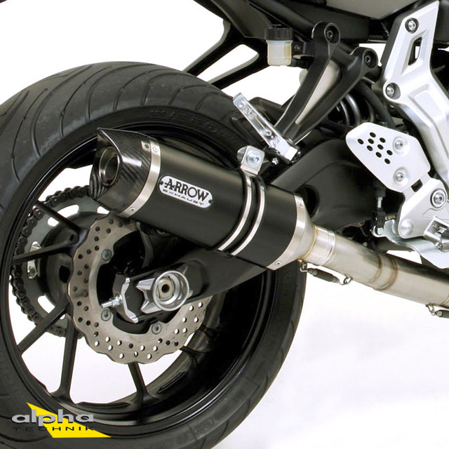 ARROW DARK THUNDER Exhaust for Yamaha MT07 / Tracer 700 2014-2020, Black Aluminium with Carbon End Cap (Only with ARROW Header)
