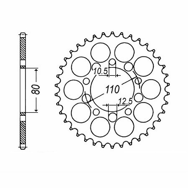 rear sprocket Steel, 44 teeth, Pitch 525