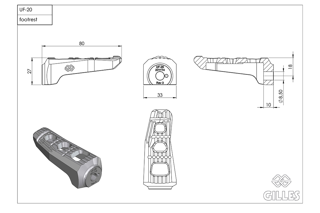 Gilles Replacement Footpeg Kit Touring, Rider/Pillion, silver for KTM Duke 790/890/1290 Svartpilen 401,701