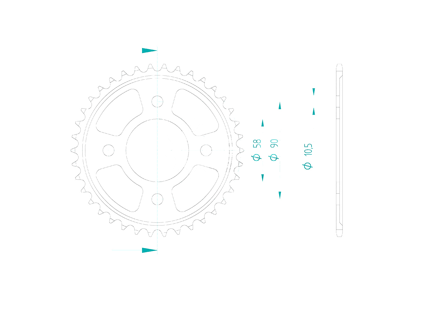 rear sprocket Steel, 38 Teeth, Pitch 420