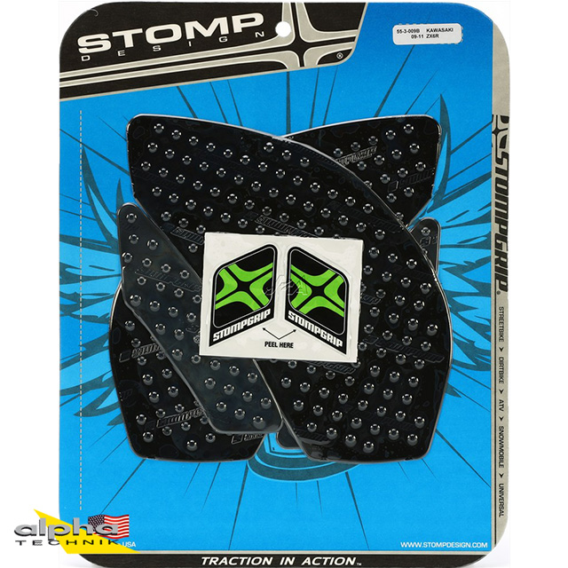 Stompgrip black, Volcano, for Kawasaki ZX6R Ninja, 2009-2025