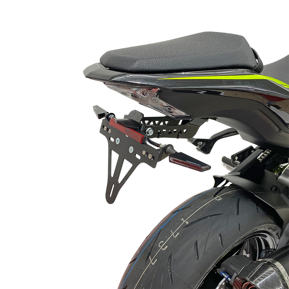 alpha Technik Number Plate Holder-flasher light, turn signal-Kit SQ-LED (fronte + rear) for Kawasaki Z900 from model year 2020-