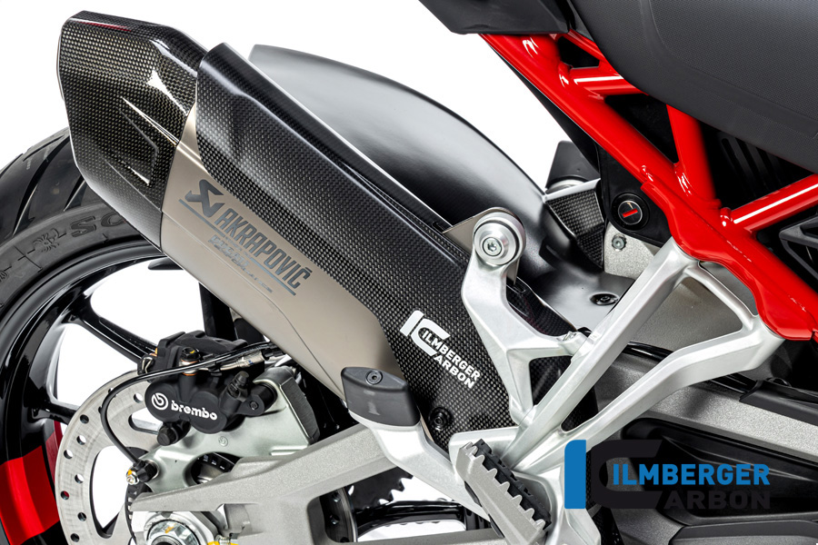 Ilmberger Carbon Exhaust Heat Shield for Akrapovic muffler/silencer, matt, Ducati Multistrada V4 2020-