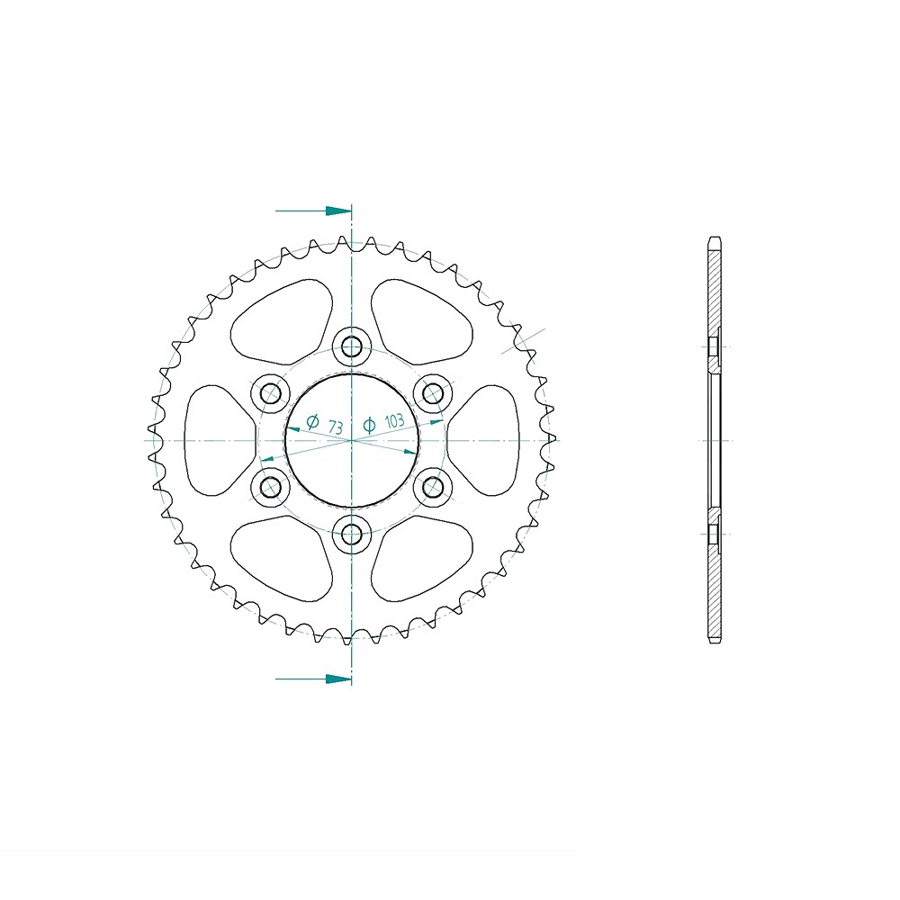 rear sprocket, Steel, 43 Teeth, Pitch 525