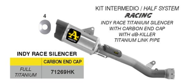 ARROW RACING Half-System with Indy Race Evo muffler/silencer for Yamaha YZF-R1 Model Year 2025-