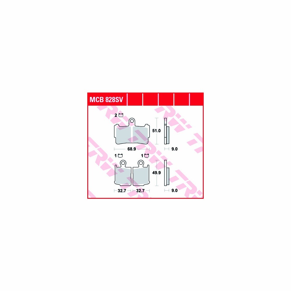 TRW brake padsatz Sinter Street MCB828SV fronte