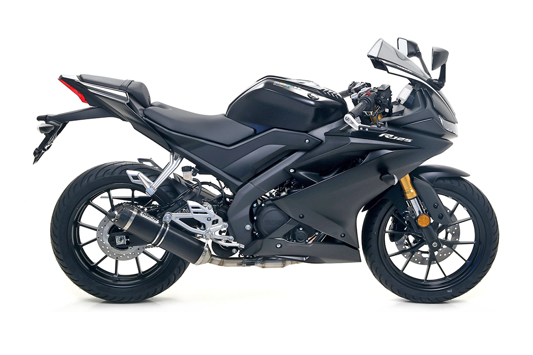 ARROW DARK THUNDER Black Aluminium Exhaust with Carbon End Cap for Yamaha YZF-R125 2019- MT125 2019-