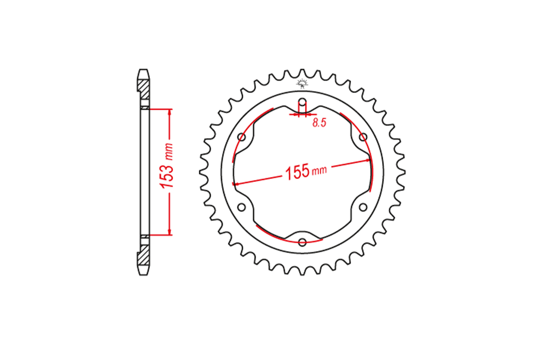 rear sprocket Steel, 38 Teeth, Pitch 525, Black