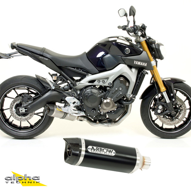 ARROW DARK THUNDER Exhaust for Yamaha MT09 / Tracer 900 2013-, Black Aluminium (Only with ARROW Headers)
