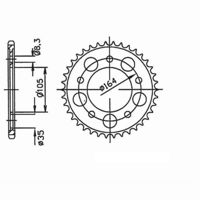 rear sprocket steel, 47 teeth, pitch 525