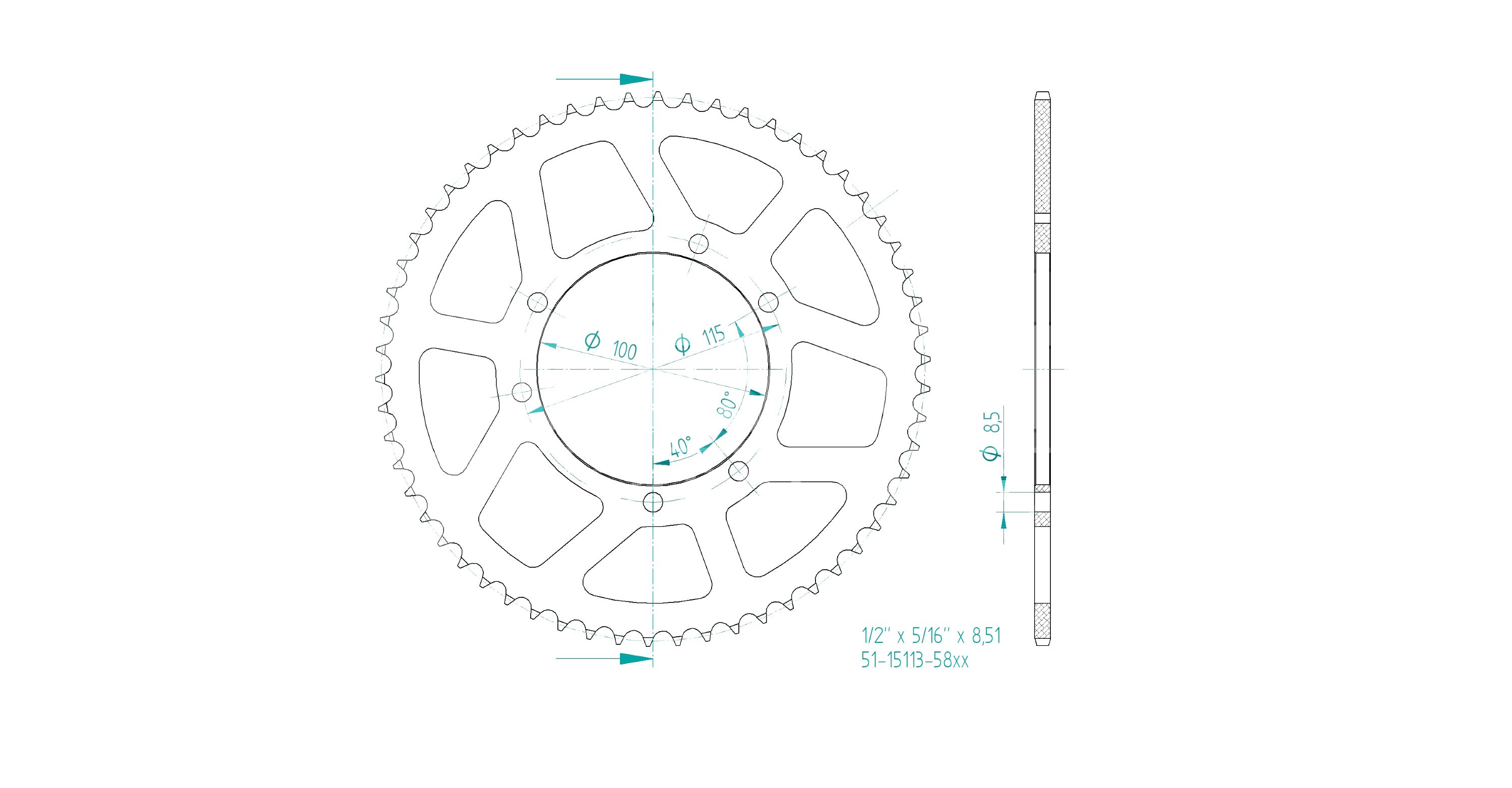 ENUMA chain kit 428 HO for Fantic 125 Enduro Casa/CBS/Competition, from model year 17-