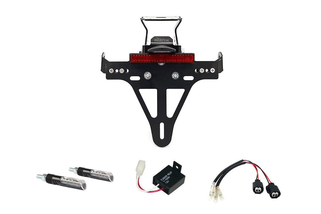 License Plate Holder-flasher light, turn signal-Kit IDEA for Kawasaki Z900RS from Model Year 2018 Type ZR900C and from Model Year 2021 Type ZR900K (Rear)
