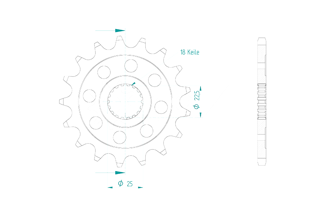Sprocket, 17 Teeth, Pitch 520