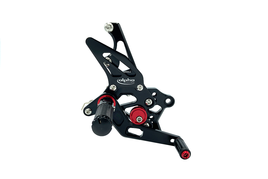 >TRACK< footrest system, black, Yamaha YZF-R3 / MT-03 from model year 2017 onwards