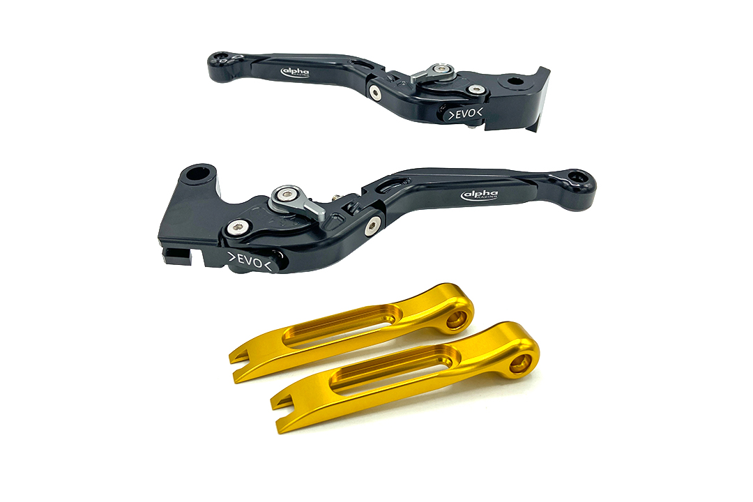 Colored front part for levers EVO by ALPHA RACING, aluminium golden