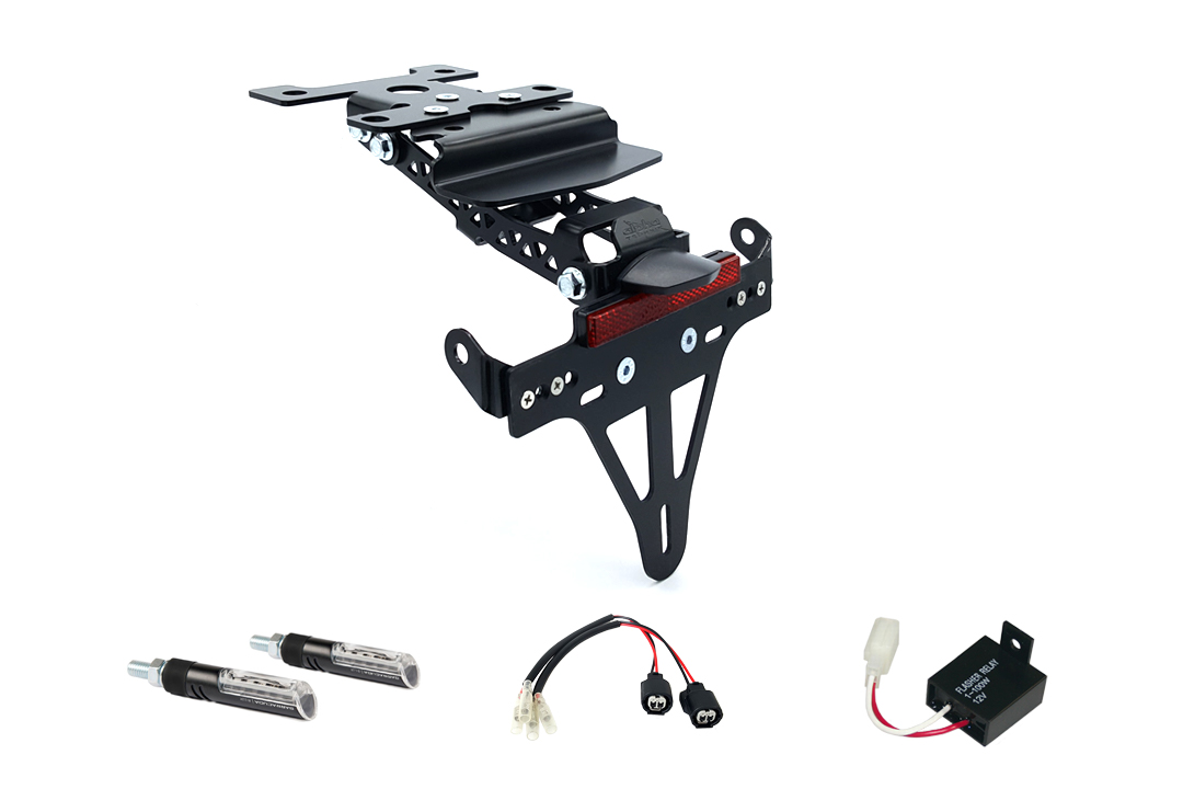 alpha Technik Number Plate Holder-flasher light, turn signal-Kit IDEA for Kawasaki Z H2 from Model Year 2020 (Rear)