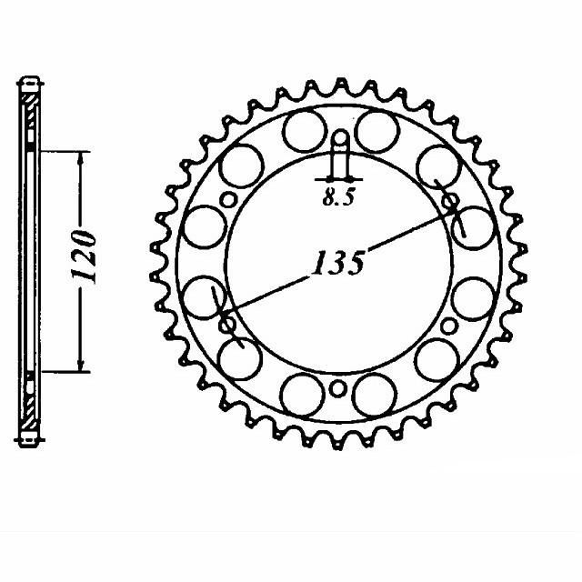 rear sprocket Steel, 44 Teeth, 530 Pitch
