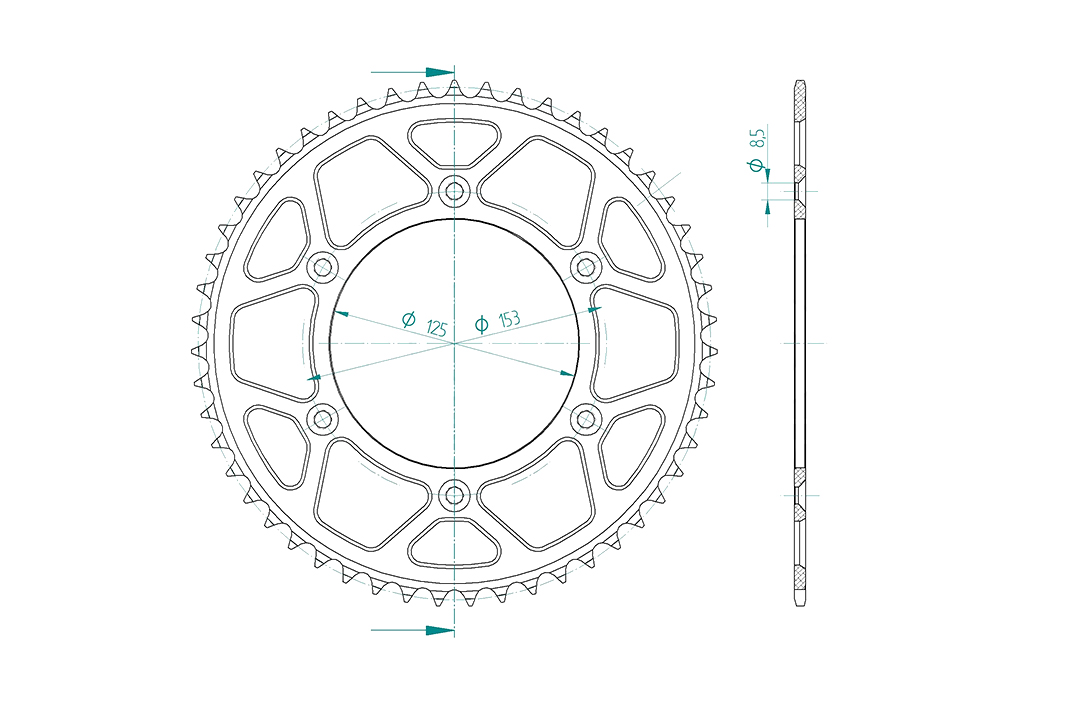 DID Chain Kit with 520VX3 Chain, standard colour, for Honda CR125, model year 1983-1985